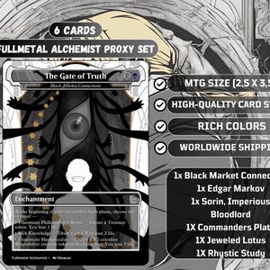 Fullmetal Alchemist MTG Proxy Set: 6 cartas de arte completo para coleccionistas y jugadores de EDH