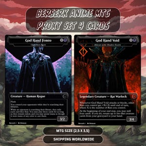 Set de cartas Berserk Proxy de MTG: 4 cartas legendarias reinventadas para el juego casual de Commander.