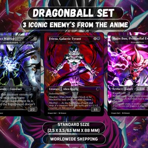 Zestaw kart proxy Wicked Villains MTG - 3 karty inspirowane Dragonballem (Frieza, Cell, Kid Buu)