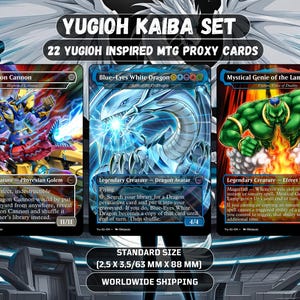 Conjunto de cartas proxy MTG – 22 cartas proxy mágicas de alta qualidade com arte de Yu-Gi-Oh – Inspirado em Seto Kaiba – Colecionador e jogo casual – Lote premium