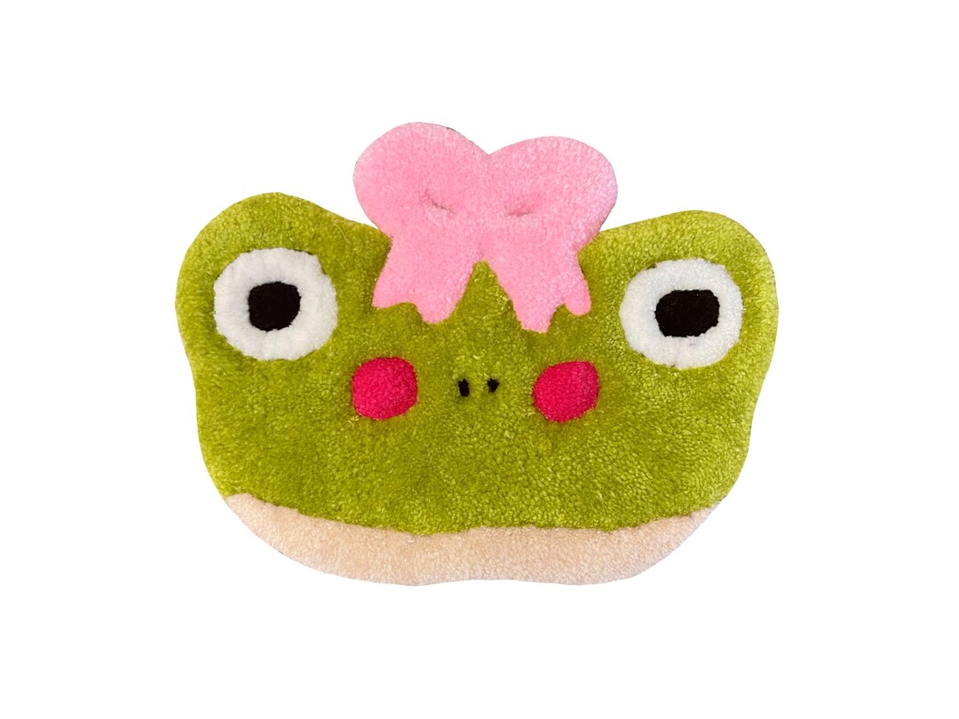 Coquette Frog Rug – Handmade Tufted Wall Art – Kawaii Amphibian Decor ...