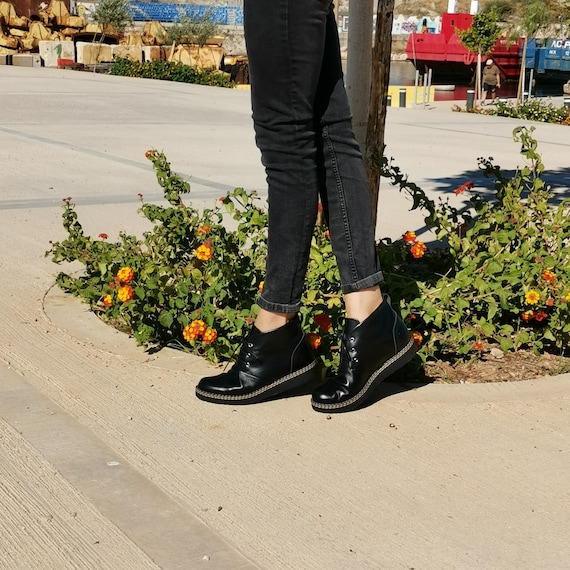 Buy Lace up Ankle Boots| Women Leather Shoes| Flat Girly Booties