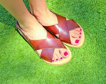 Minimalist Criss Cross Sandals| Elegant Handmade Strappy Sandals| Everyday Comfort for Women