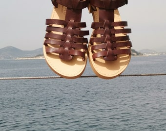 Sandales en cuir à lanières Fisherman pour femmes | Chaussures femme bout ouvert | Sandales d'anniversaire pour elle