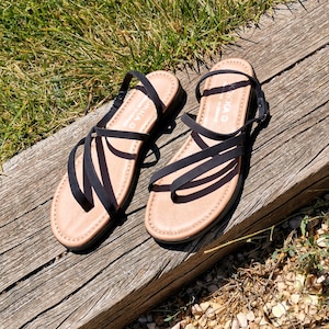 Handmade slingback women sandals Ankle strap flat shoes for Summer Strappy sandals