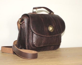 Ręcznie robiona brązowa skórzana torba na ramię w stylu vintage