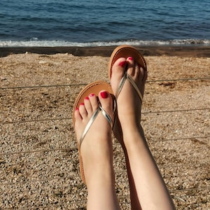 Greek leather Flip flops| Women Thong sandals | Traditional Strap Sandals ideal for summer holidays