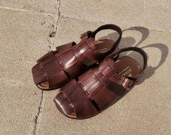 Greek leather sandals for men,Handmade Brown Fisherman Shoes,Summer Casual Everyday Comfortable Sandals
