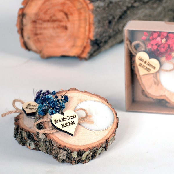 Photophore en bois personnalisé, Cadeaux de mariage pour invités en gros, Cadeaux de mariage rustiques, Cadeaux de douche nuptiale, Cadeaux de mariage bougie,