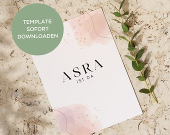 Annuncio Nascita - Biglietto di Ringraziamento Nascita - Personalizzabile con Canva - Nascita - Biglietto di Benvenuto