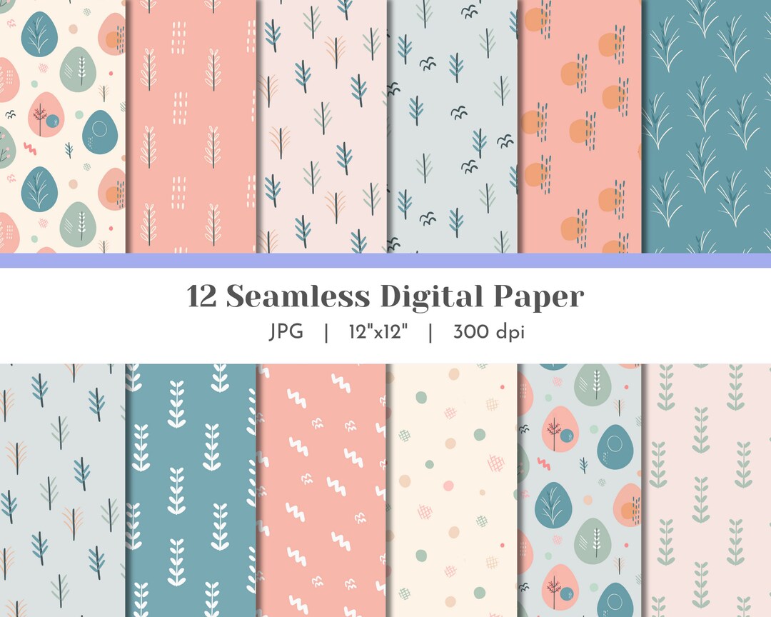 Abstract Spring Digital Paper Bundle, Seamless Repeat Pattern ...