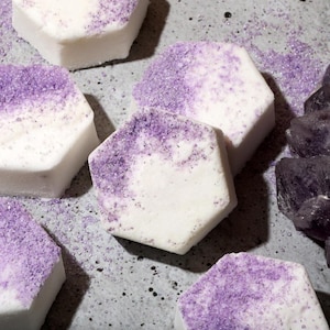 Amethyst Crystal Bath Bomb Moon Child Scented Relaxing Lavender Soak with Shea Butter Orchid Extract Handmade Relaxing Gift Spa Soak