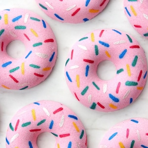 Sprinkle Donut Bath Bomb for Kids Strawberry Scented Fizzy Fun Handmade Doughnut Bath Fizzy with Sprinkles Birthday Gift Idea
