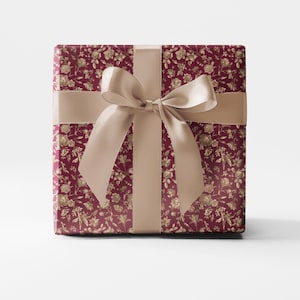 Toile Geschenkpapier für den Urlaub Antike Blumen Weihnachtsgeschenkverpackung für Geschenke Elegantes Weihnachtspapier für Geschenk besonderer Anlass