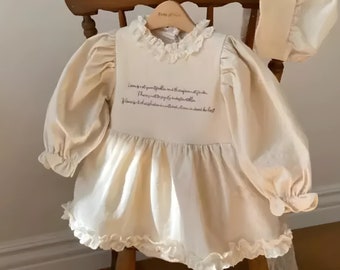 Abito per bambina con poesia 100% cotone, abito per bambina, abito con testi di poesia per bambina, abito in cotone per bambina, abito di compleanno per bambina