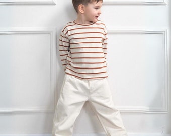 Jungen Jeans Hose Ecru, Kinderkleidung, Trendige Creme Jeanshose für Jungen, Perfekt für den Alltag, Ideales Geschenk für aktive Tots, Kinderbekleidung