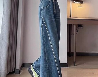 High-waisted wide-leg jeans women's new loose straight pants with a slight edge