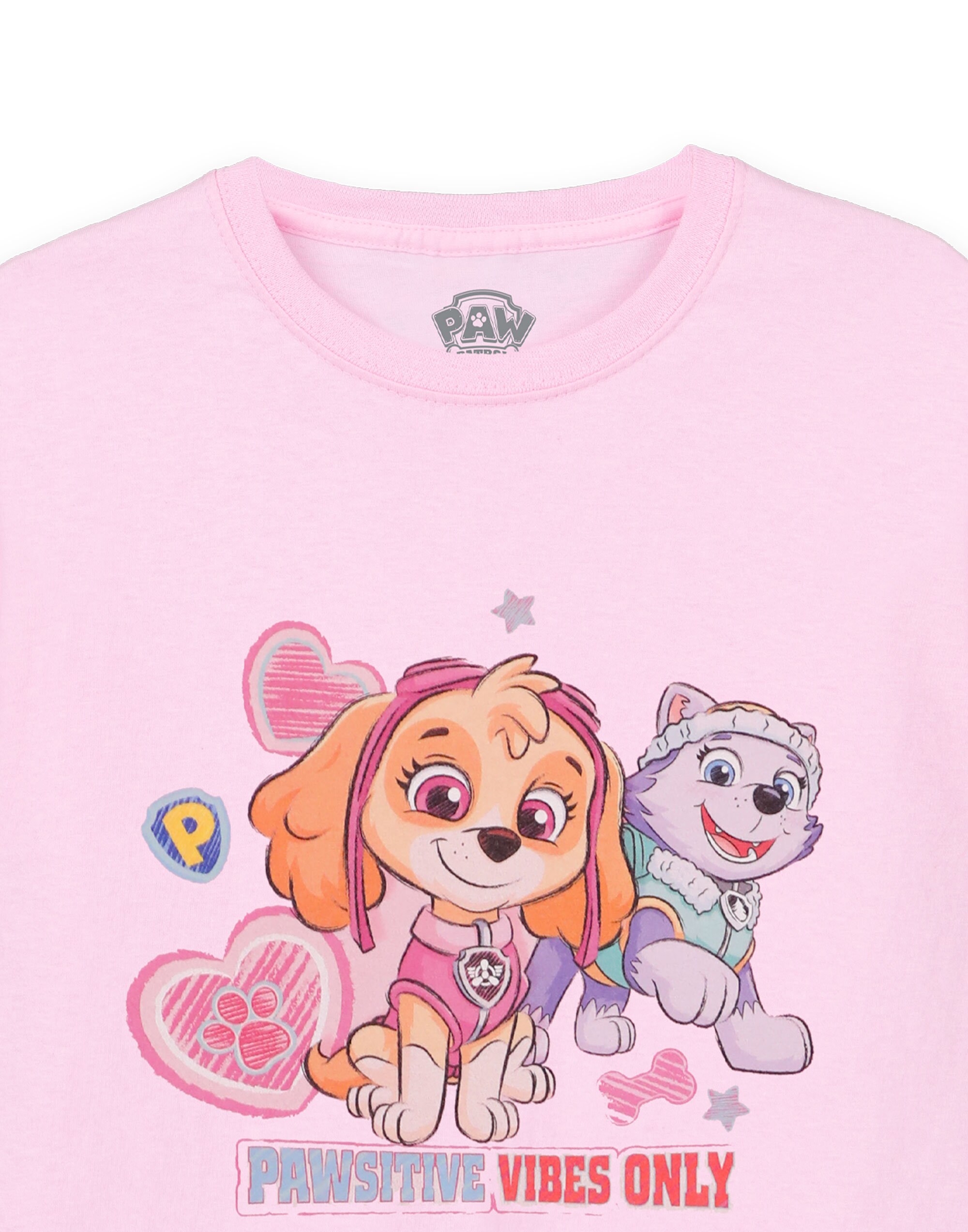 Paw Patrol Skye & Everest Girls T-shirt Pawsitive Vibes Only Pink