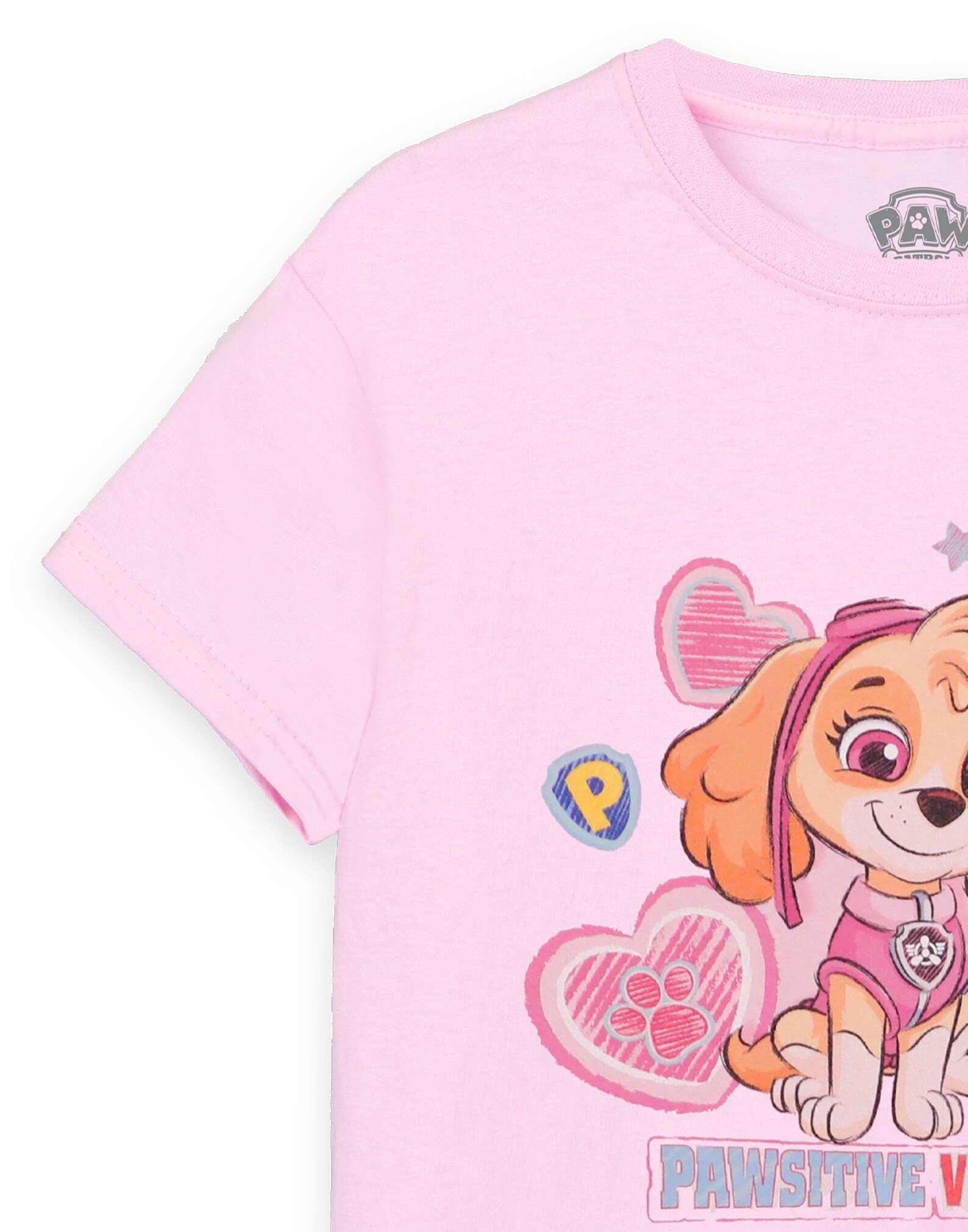 Paw Patrol Skye & Everest Girls T-shirt Pawsitive Vibes Only Pink