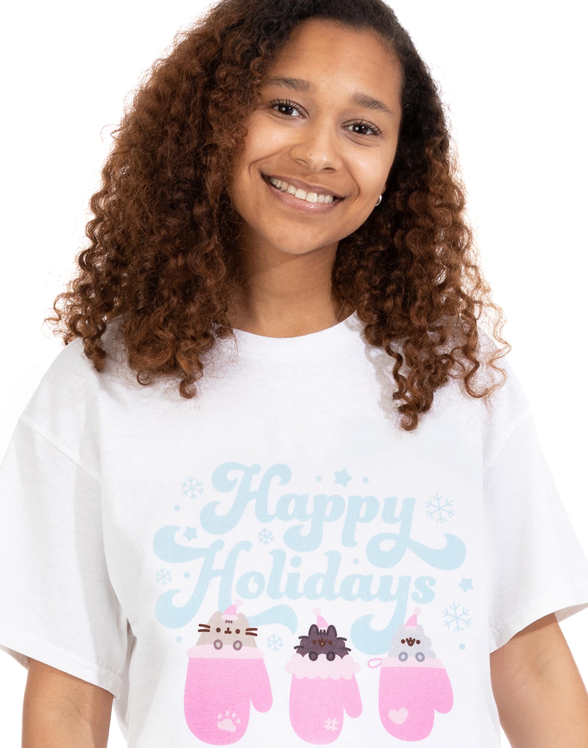 Pusheen Christmas Womens T shirt Ladies Happy Holidays Graphic Tee Stormy Pip Cats Mittens White Top Merchandise Gift Etsy Canada