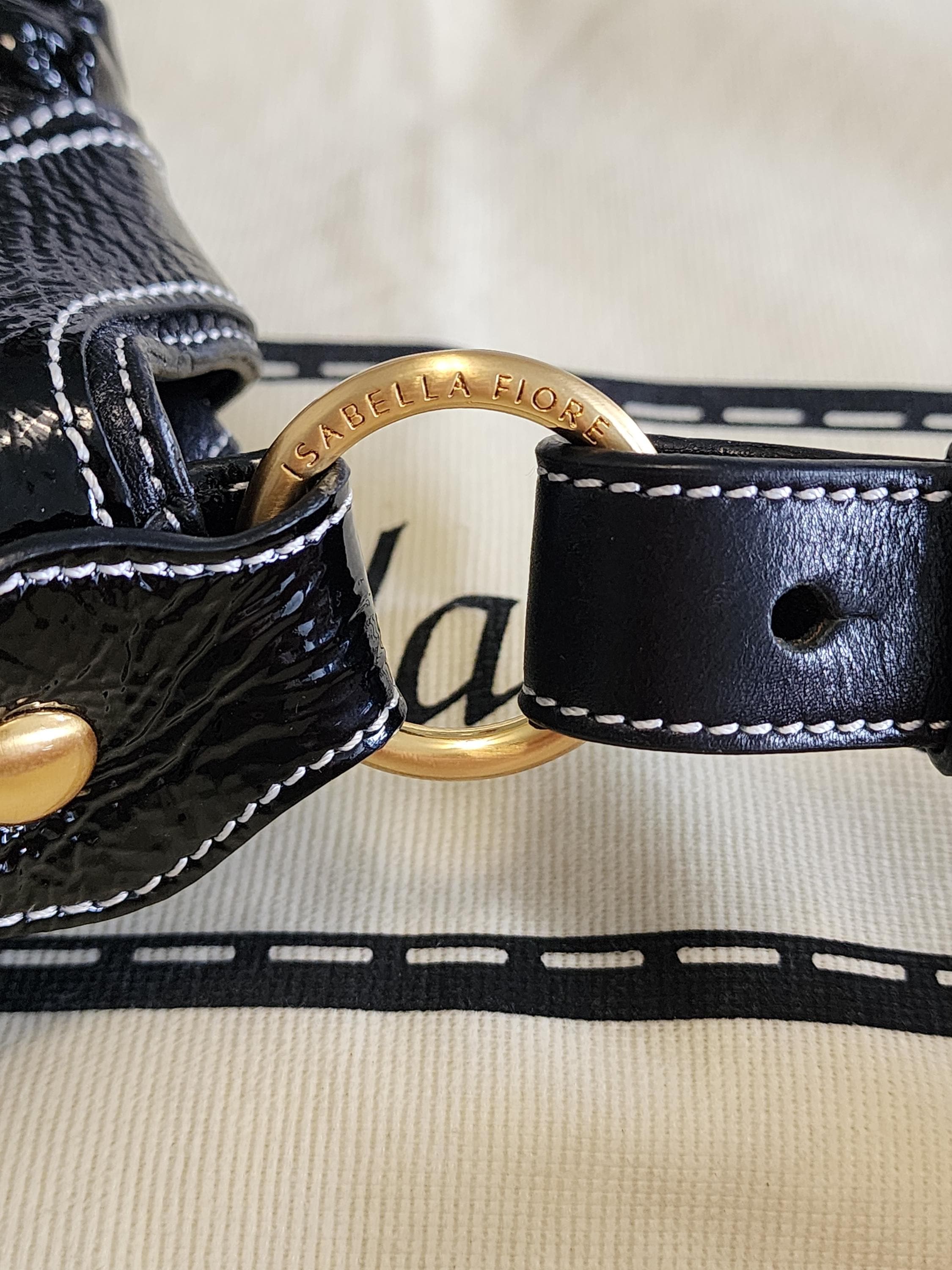 Isabella Fiore Ruched Black Patent Leather Crossbody Bag - Etsy