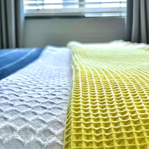 Yellow waffle Blanket / Waffle throw blanket/Blanket for Bedroom/ bamboo and cotton waffle blanket/Waffle bedspread/Custom blanket