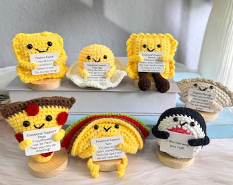 Emotional support crocheted Tucker/Taco/Ravioli/Pierogi/Pizza/Sushi,Handmade crocheted food,Fun gifts,Crocheted delicacies,Birthday gifts