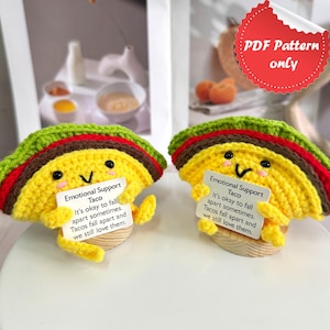 Taco Häkelanleitung zur emotionalen Unterstützung, Gehäkelte Taco Plush Anleitung, Häkelanleitung PDF, gehäkelte PDF, Video Erklärungen zur Verfügung stellen