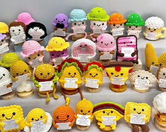 Amuseable Crochet Mini Fast Foods Fruits Veggies Positive Sports Player Gift Appreciation Birthday Gift,Positive food,Mother's Day gift