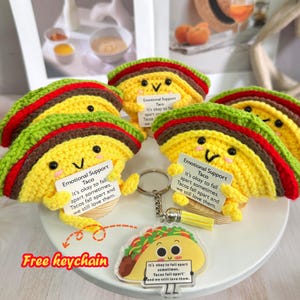 Taco zur emotionalen Unterstützung, häkeln Taco Plüsch, Trendiges Geschenk, Foodie Geschenk, Aufmunterung Schreibtischbuddy, Geburtstagsgeschenk, Geschenk für Mama, Support Taco