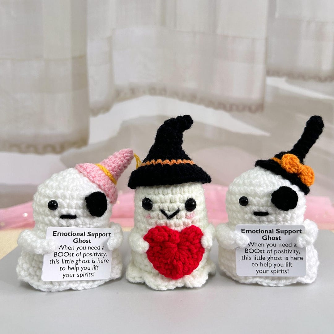 Halloween Crochet Ghost, Hug New Ghost, Emotional Support Ghost ...