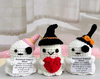 Halloween crochet ghost, Hug new ghost, Emotional support ghost, Halloween desktop decoration, Office ornaments,Gifts to friends,For mom