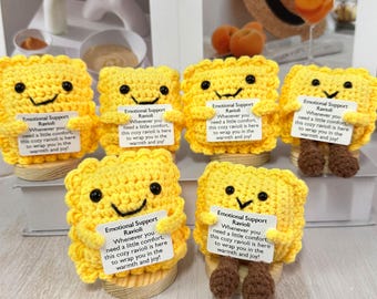 Batch Emotional Support Ravioli Crochet Plush Amigurumi - Comforting Handmade Gift , Unique Cozy Gift for Stress Relief,Mother's Day gift
