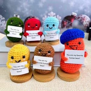 Crochet coffee beans,Office Christmas Handmade gift exchange - You are my favorite human bean!Christmas gift, Birthday gift for her/him