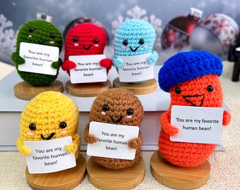 Crochet coffee beans,Office Christmas Handmade gift exchange - You are my favorite human bean!Christmas gift, Birthday gift for her/him