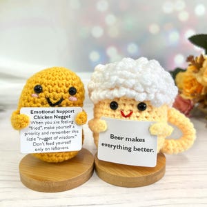 Handmade crochet emotional support chicken nuggets/beer glasses, Crochet food/Drinks/Chicken nuggets/Beer, Restaurant decoration,Fun gifts