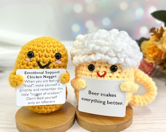 Handmade crochet emotional support chicken nuggets/beer glasses, Crochet food/Drinks/Chicken nuggets/Beer, Restaurant decoration,Fun gifts