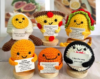 Emotional support crocheted Tucker/Taco/Chicken nuggets/Egg/Pizza/Sushi/Cheese Ball,Handmade crocheted food,Fun gifts,Mother's Day gift