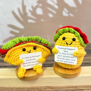 Emotionale Unterstützung Taco, häkeln Taco Plüsch, Taco Liebhaber, Lehrer Geschenk, trendiges Geschenk, Feinschmecker-Geschenk, Aufmunterung Schreibtischbuddy, Geburtstagsgeschenk, Geschenk für Mama
