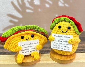 Emotional support taco,Crochet taco plush,Taco lover,Teacher gift,Trendy gift,Foodie gift,Cheer up desk buddy,Birthday present,Gift for Mom