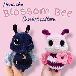 Patrón de ganchillo de Hana la Abeja Floreciente (abeja de punto bajo con alas de flores)