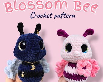 Hana the Blossom Bee crochet pattern (low sew bee with flower wings)