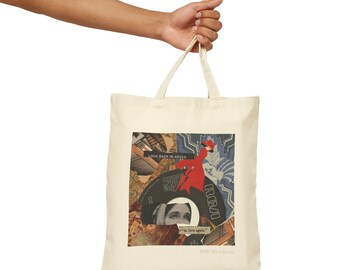 Cotton Canvas Tote Bag "Look Back" Design: MNK MishMash Collage **US listing**