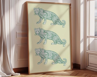 Green Leopard Print, Eclectic Wall Art, Dopamine Decor, Colorful Maximalist Poster, Preppy Dorm Room, Printable Wall Art, Digital Download