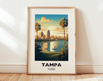Tampa Florida Travel Poster Wall Art, Tampa Travel Print, Tampa Gift, Florida City Lovers Beach, Tampa Wall Art, Printable City Poster