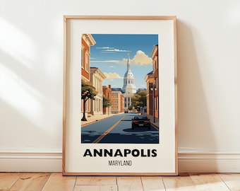 Annapolis Travel Print Wall Art, Annapolis Art Poster, Annapolis Gift, Maryland Artwork, Annapolis Home Decor, Digital Download Art