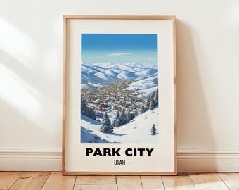 Park City Utah Travel Poster Wall Art, Retro Ski Resort Poster, Park City Print, Ski Wall Art, Cabin Decor Gift, Wall Art