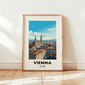 Vienna Travel Poster Wall Art, Retro Travel Poster, Europe Travel Print, Austria Wall Art, Vienna Gift, Vienna Print, Digital Download Art