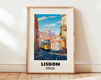 Pôster de viagem de Lisboa, Portugal, para decoração de parede; Pôster de Portugal; Impressão de viagem pela Europa; Arte de parede de Lisboa; Presente de Lisboa; Impressão de Lisboa
