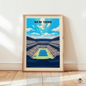 New York Grand Slam Tennis Print, Tennis Stadium Artwork, Tennis Home Decor, Tennis Poster Wall Artwork, United States Digital Download Art